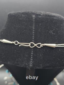 Vintage Navajo Sterling Silver Bird Fetish Necklace Turquoise 58g Handcrafted