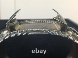 Vintage Navajo Sterling Silver & Black Onyx Cuff Watch Bracelet by Tommy Moore