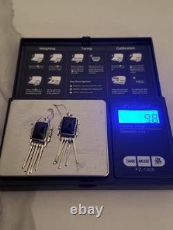Vintage Navajo Sterling Silver Black Onyx Fringe Dangle Earrings Native American