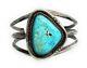 Vintage Navajo Sterling Silver & Candelaria Turquoise Tri-Shank Cuff Bracelet