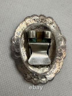 Vintage Navajo Sterling Silver Concho Stampwork Bolo Tie Slide Clip