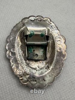 Vintage Navajo Sterling Silver Concho Stampwork Bolo Tie Slide Clip