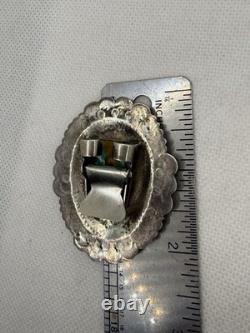 Vintage Navajo Sterling Silver Concho Stampwork Bolo Tie Slide Clip