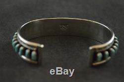 Vintage Navajo Sterling Silver Cuff Bracelet with Turquoise Gemstones 28.3g