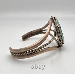 Vintage Navajo Sterling Silver Damele Variscite Turquoise Cuff Twist Bracelet