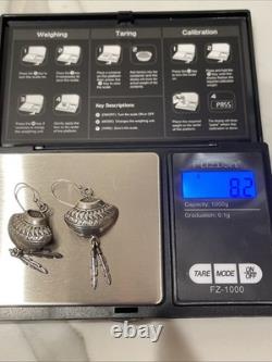 Vintage Navajo Sterling Silver Feather Necklace 20Dangle Earrings Set 38g