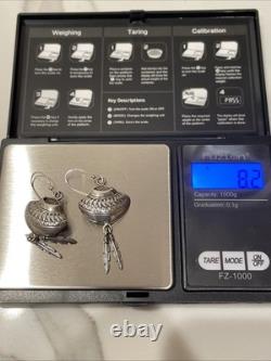 Vintage Navajo Sterling Silver Feather Necklace 20Dangle Earrings Set 38g