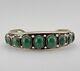 Vintage Navajo Sterling Silver Green Malachite 15 Stone Row Cuff Bracelet
