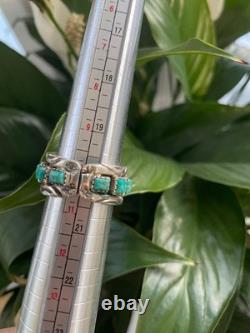 Vintage Navajo Sterling Silver Green Turquoise Cuff Bracelet & Ring Set