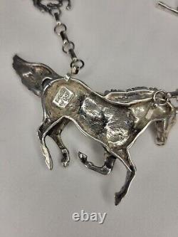 Vintage Navajo Sterling Silver Jewelry Set Running Horse by Glenn/Irene Sandoval