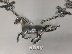 Vintage Navajo Sterling Silver Jewelry Set Running Horse by Glenn/Irene Sandoval