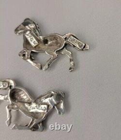 Vintage Navajo Sterling Silver Jewelry Set Running Horse by Glenn/Irene Sandoval