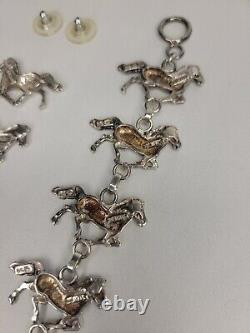 Vintage Navajo Sterling Silver Jewelry Set Running Horse by Glenn/Irene Sandoval