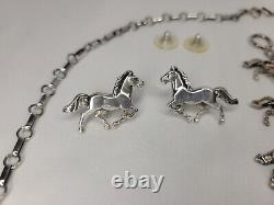 Vintage Navajo Sterling Silver Jewelry Set Running Horse by Glenn/Irene Sandoval