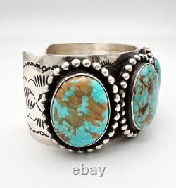 Vintage Navajo Sterling Silver King's Manassa Turquoise Cuff Bracelet 112.5g