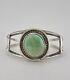 Vintage Navajo Sterling Silver Kingman Turquoise Stamped Twist Cuff Bracelet