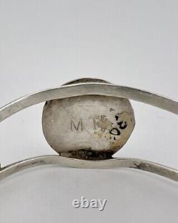 Vintage Navajo Sterling Silver Kingman Turquoise Stamped Twist Cuff Bracelet