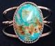 Vintage Navajo Sterling Silver Large Kingman Turquoise Nugget Cuff Bracelet