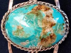 Vintage Navajo Sterling Silver Large Kingman Turquoise Nugget Cuff Bracelet