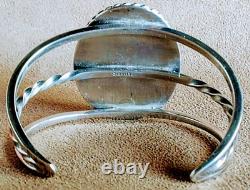 Vintage Navajo Sterling Silver Large Kingman Turquoise Nugget Cuff Bracelet