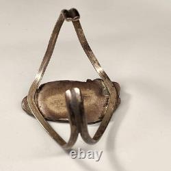 Vintage Navajo Sterling Silver MOP Turquoise Inlay Cuff Adjustable Bracelet