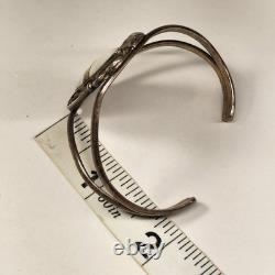 Vintage Navajo Sterling Silver MOP Turquoise Inlay Cuff Adjustable Bracelet