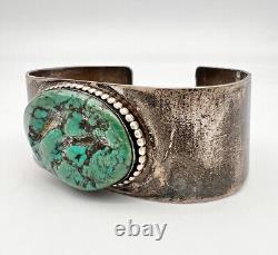 Vintage Navajo Sterling Silver Natural Green Seafoam Turquoise Cuff Bracelet