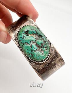 Vintage Navajo Sterling Silver Natural Green Seafoam Turquoise Cuff Bracelet