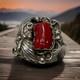 Vintage Navajo Sterling Silver Natural Red Coral Ring Size 6.5 Signed BB 5.3g