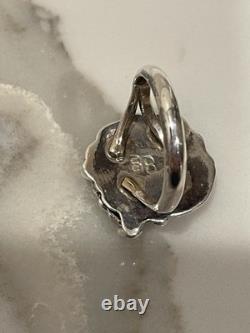 Vintage Navajo Sterling Silver Natural Red Coral Ring Size 6.5 Signed BB 5.3g