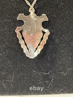 Vintage Navajo Sterling Silver Natural Turquoise Arrowhead Pendant Necklace 18