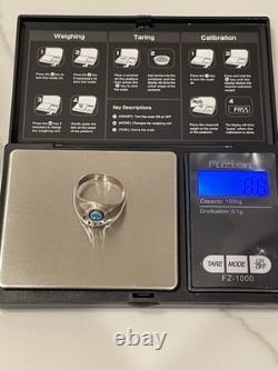 Vintage Navajo Sterling Silver Natural Turquoise Bear Paw Shadowbox Ring Sz 10.5