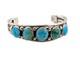 Vintage Navajo Sterling Silver Natural Turquoise Cuff Bracelet 5 Stone Size 6.5