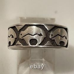 Vintage Navajo Sterling Silver Navajo Style Bear Band Ring size 8
