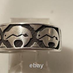 Vintage Navajo Sterling Silver Navajo Style Bear Band Ring size 8