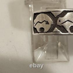 Vintage Navajo Sterling Silver Navajo Style Bear Band Ring size 8