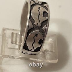 Vintage Navajo Sterling Silver Navajo Style Bear Band Ring size 8