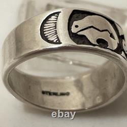 Vintage Navajo Sterling Silver Navajo Style Bear Band Ring size 8