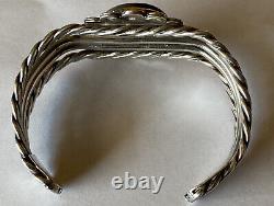 Vintage Navajo Sterling Silver Petrified Wood Cuff Bracelet