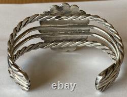 Vintage Navajo Sterling Silver Petrified Wood Cuff Bracelet