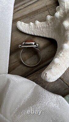 Vintage Navajo Sterling Silver Petrified Wood Ring Size 8.5 Jewelry Nice