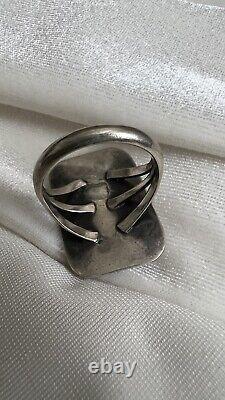 Vintage Navajo Sterling Silver Petrified Wood Ring Size 8.5 Jewelry Nice