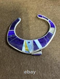 Vintage Navajo Sterling Silver Purple Inlay Cuff Bracelet 40.83g
