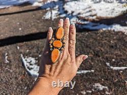 Vintage Navajo Sterling Silver Ring NA Native American sz 6.5 Spiny Oyster Shell