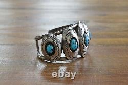 Vintage Navajo Sterling Silver Shadowbox Cuff Bracelet