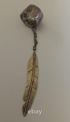 Vintage Navajo Sterling Silver Single Feather Ear Cuff