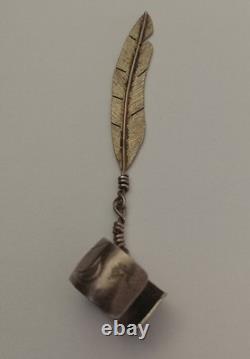 Vintage Navajo Sterling Silver Single Feather Ear Cuff