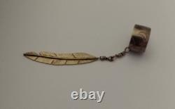 Vintage Navajo Sterling Silver Single Feather Ear Cuff