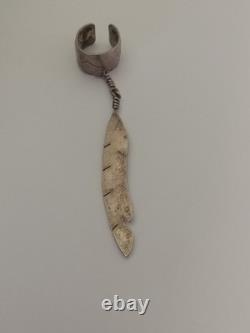 Vintage Navajo Sterling Silver Single Feather Ear Cuff
