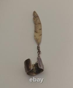 Vintage Navajo Sterling Silver Single Feather Ear Cuff
